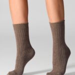 Skarpetki damskie z wełną merynosów i kaszmirem kawowe