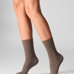 Skarpetki damskie z wełną merynosów i kaszmirem kawowe