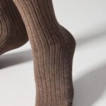 Skarpetki damskie z wełną merynosów i kaszmirem kawowe