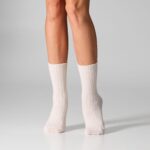 Skarpetki damskie z wełną merynosów i kaszmirem białe