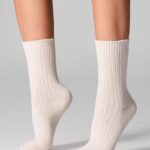Skarpetki damskie z wełną merynosów i kaszmirem białe
