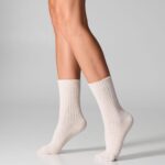 Skarpetki damskie z wełną merynosów i kaszmirem białe