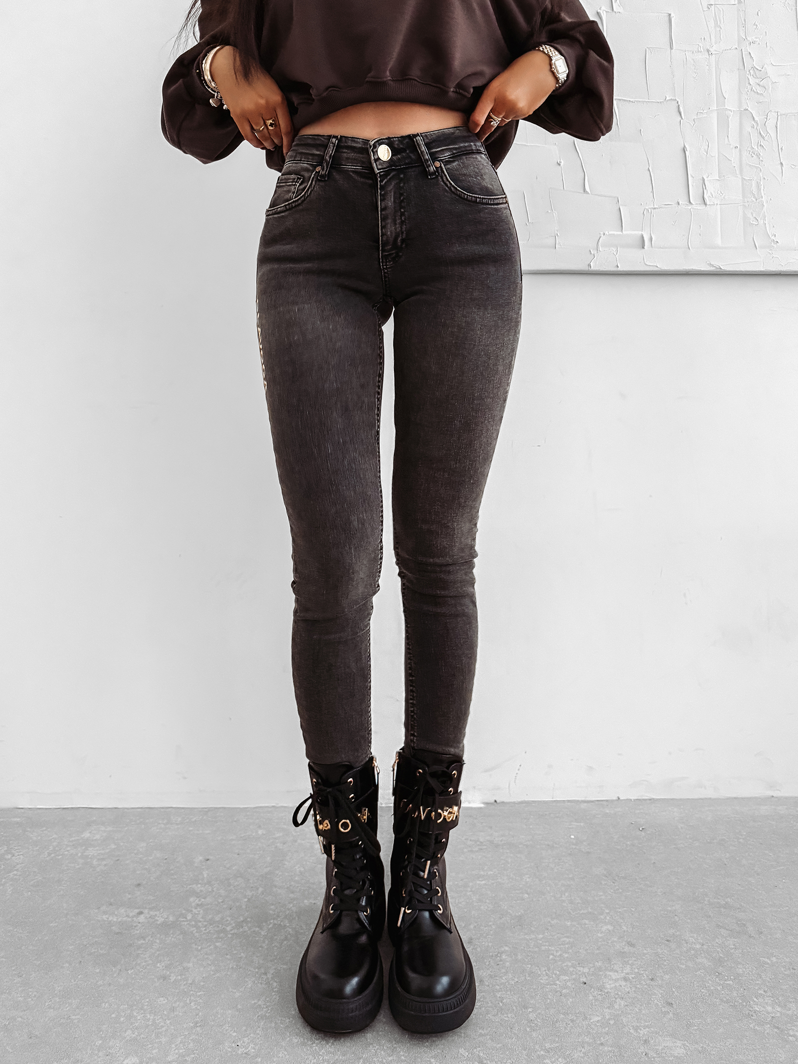 Spodnie damskie OLAVOGA NOON szare