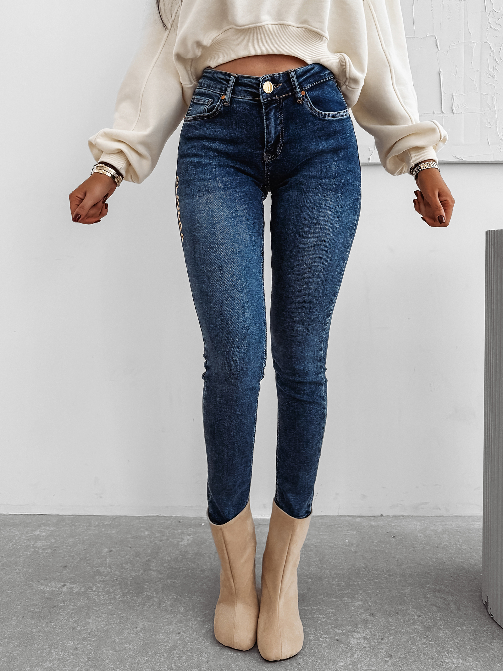 Spodnie damskie OLAVOGA NOON niebieskie Spodnie damskie OLAVOGA NOON niebieskie