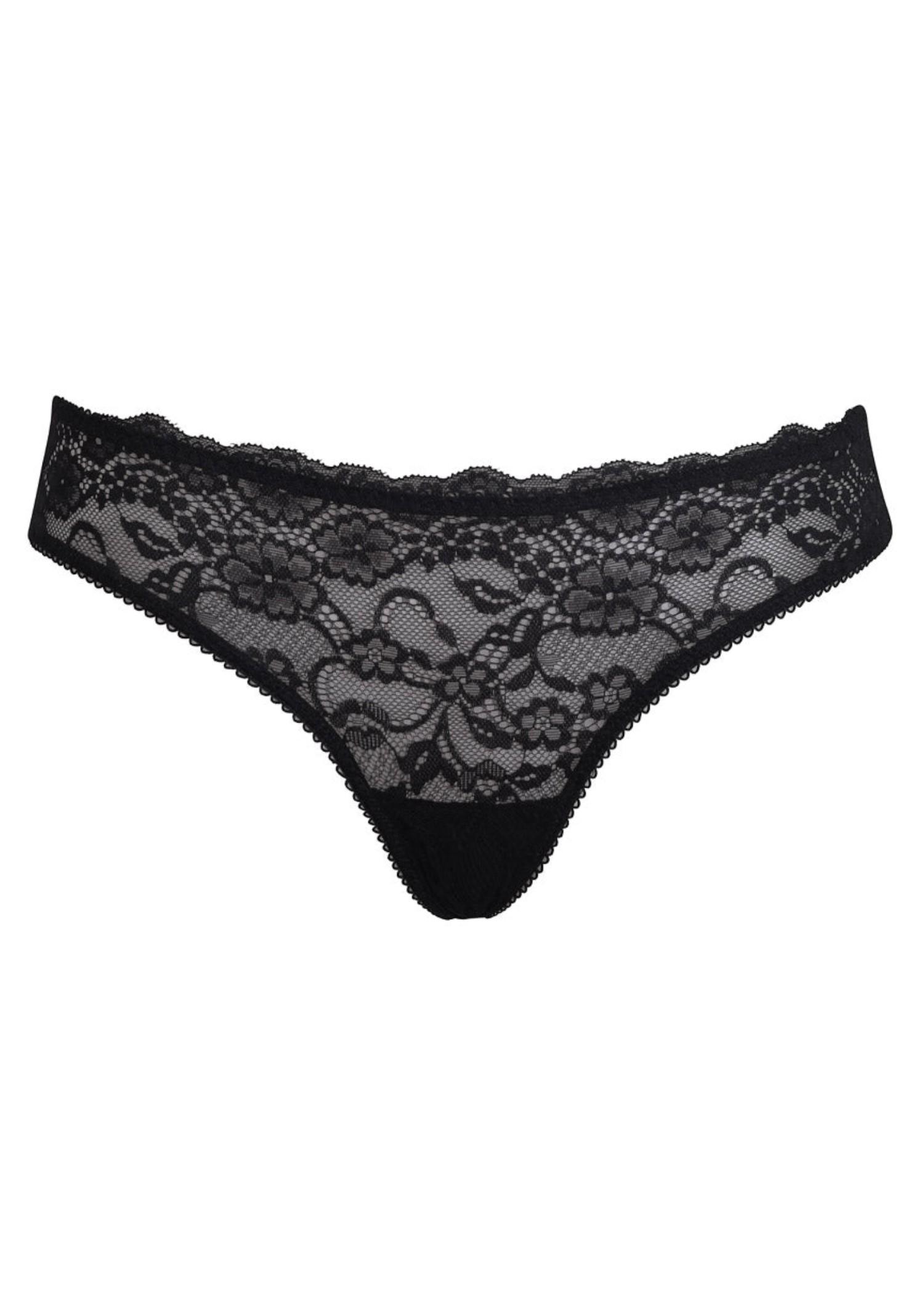 Stringi damskie z eleganckiej czarnej koronki Allure