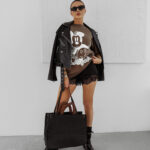 T-shirt damski OLAVOGA BESCO brązowy