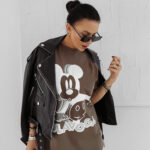 T-shirt damski OLAVOGA BESCO brązowy