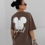 T-shirt damski OLAVOGA BESCO brązowy