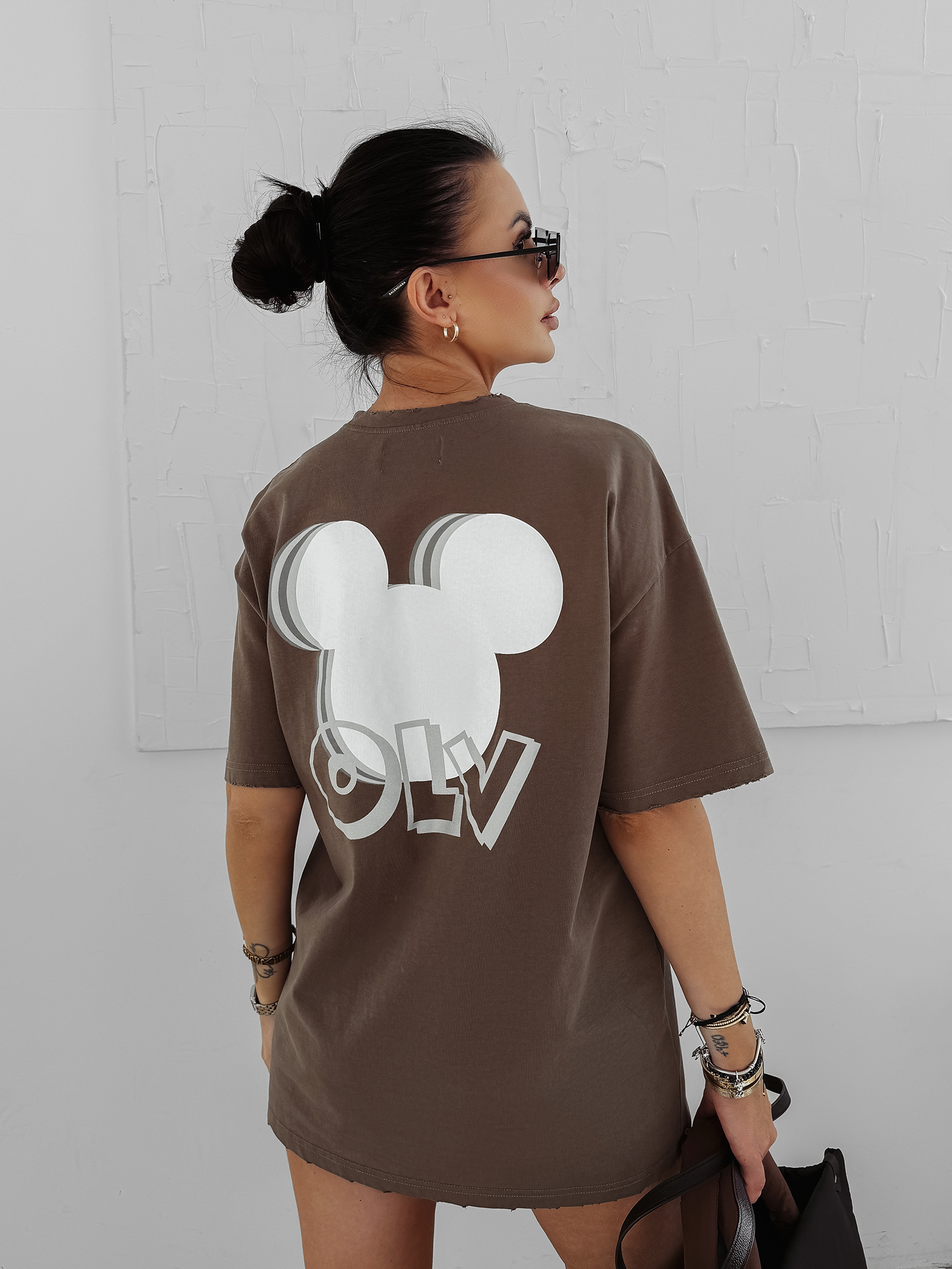 T-shirt damski OLAVOGA BESCO brązowy