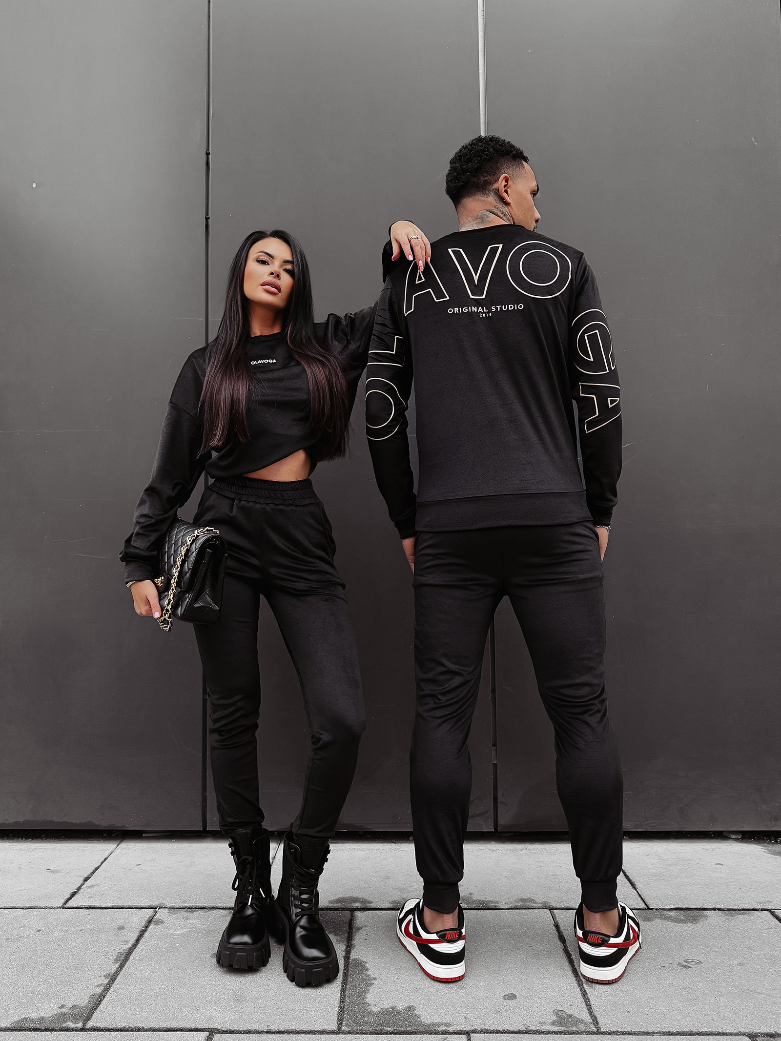 Komplet damski OLAVOGA VELVET ASH czarny