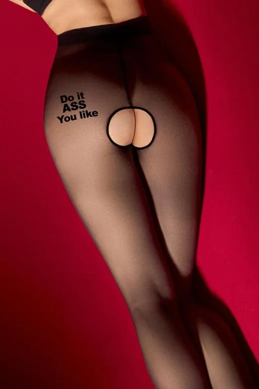 Rajstopy damskie erotyczne z napisem Do It ASS You Like czarne