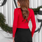 Bluzka prążkowana Grace czerwona