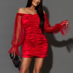 Sukienka marszczona NB Idylla czerwona