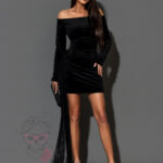 Sukienka z koronkową szarfą NB Lumiere Noire czarna