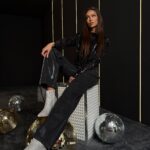 Spodnie z efektem lustra Taset czarne