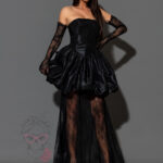 Sukienka z tafty z koronkowymi dodatkami NB Cindyrella Night czarna