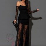 Komplet 3-częściowy - gorset+spódnica +rękawiczki NB Passion Nuit czarny