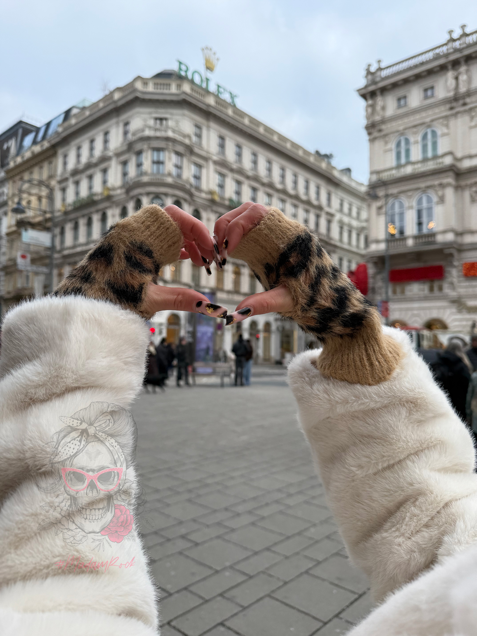 Rękawiczki moherowe Polar Drape panterka karmelowe