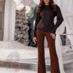 Spodnie eleganckie rozszerzane Hipnosis brązowe