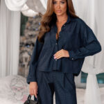 Koszula oversize lekki jeans Sora Walk granatowa