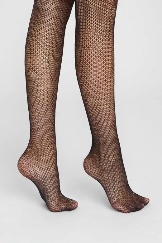 Rajstopy damskie kabaretki o żakardowym splocie Charly czarne