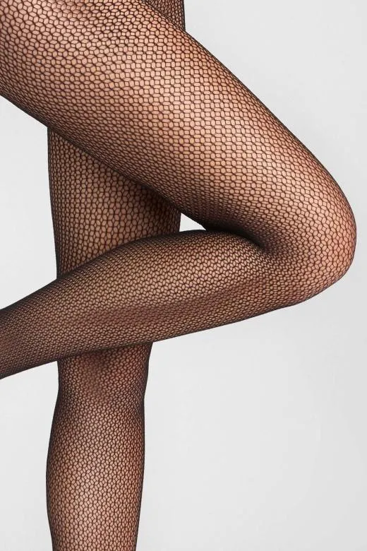 Rajstopy damskie kabaretki o żakardowym splocie Charly czarne