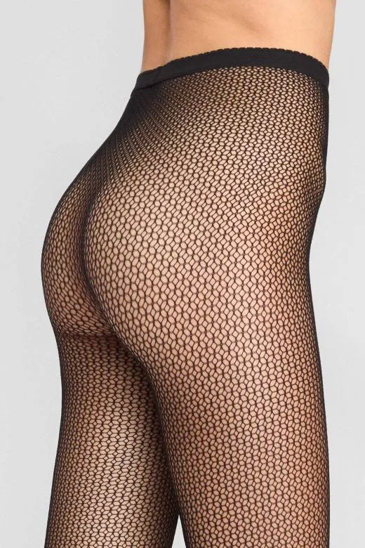 Rajstopy damskie kabaretki o żakardowym splocie Charly czarne