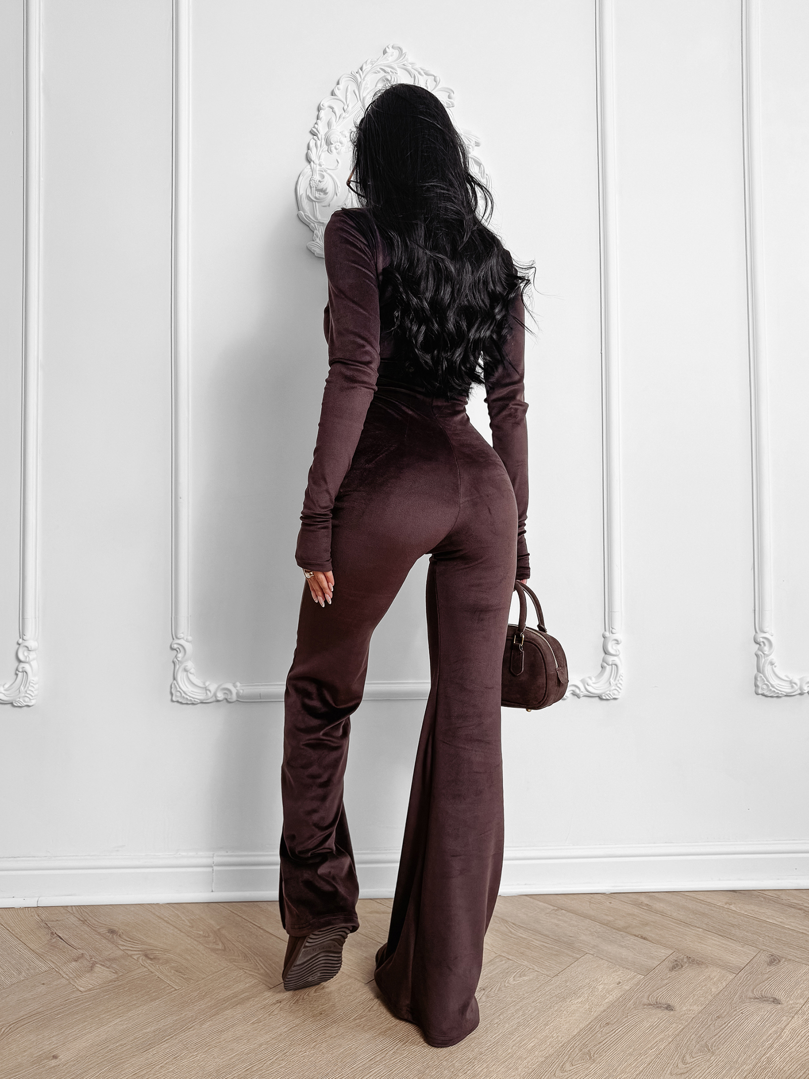 Kombinezon damski OLAVOGA CRYSTAL FLARE gorzka czekolada