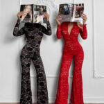 Kombinezon koronkowy OLAVOGA NIGHTFALL czerwony