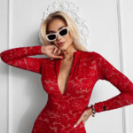 Kombinezon koronkowy OLAVOGA NIGHTFALL czerwony