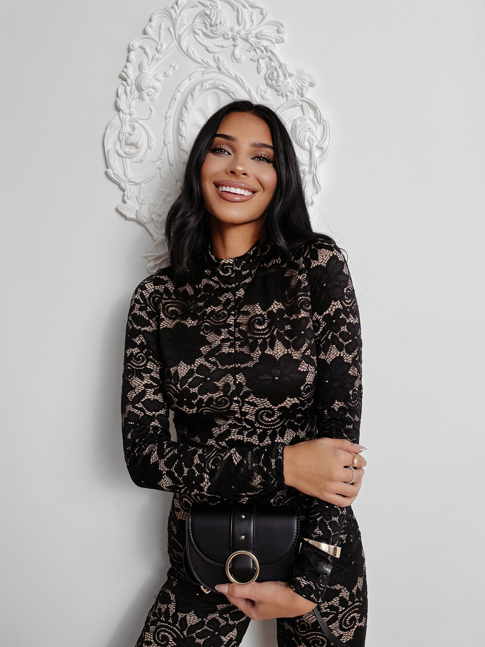 Kombinezon koronkowy OLAVOGA NIGHTFALL czarny