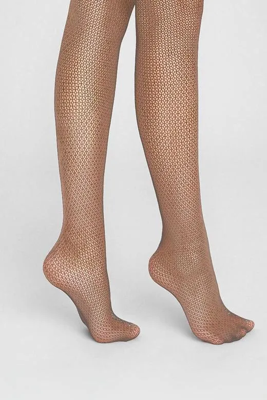 ajstopy damskie kabaretki o żakardowym splocie Charly mocca