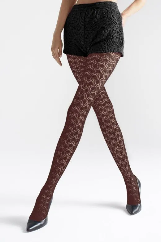 Rajstopy damskie żakardowe z wiskozy Sophia czekoladowe