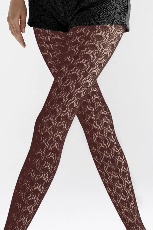 Rajstopy damskie żakardowe z wiskozy Sophia czekoladowe