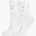 Skarpetki damskie prążkowane z ozdobnym ściągaczem Mirrors białe