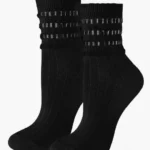 Skarpetki damskie prążkowane z ozdobnym ściągaczem Mirrors czarne