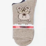 Skarpetki damskie z angorą i wełną ciepłe puszyste ze wzorem misia ecru