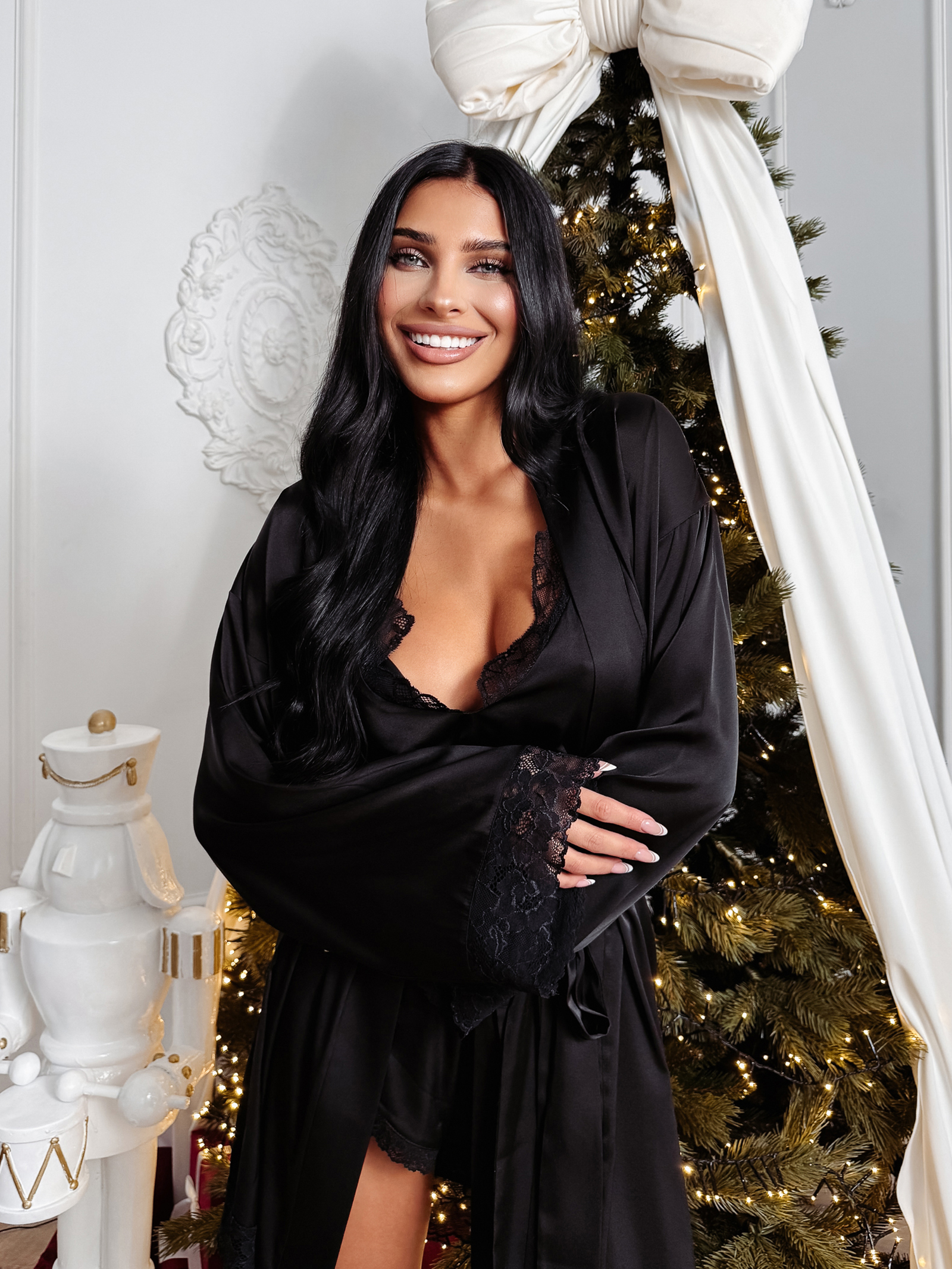 Szlafrok damski OLAVOGA SAFFRON czarny