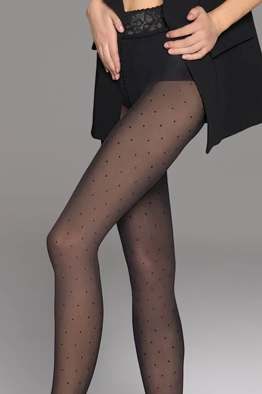 Rajstopy damskie Novae w czarne kropeczki Rajstopy damskie Novae w czarne kropeczki