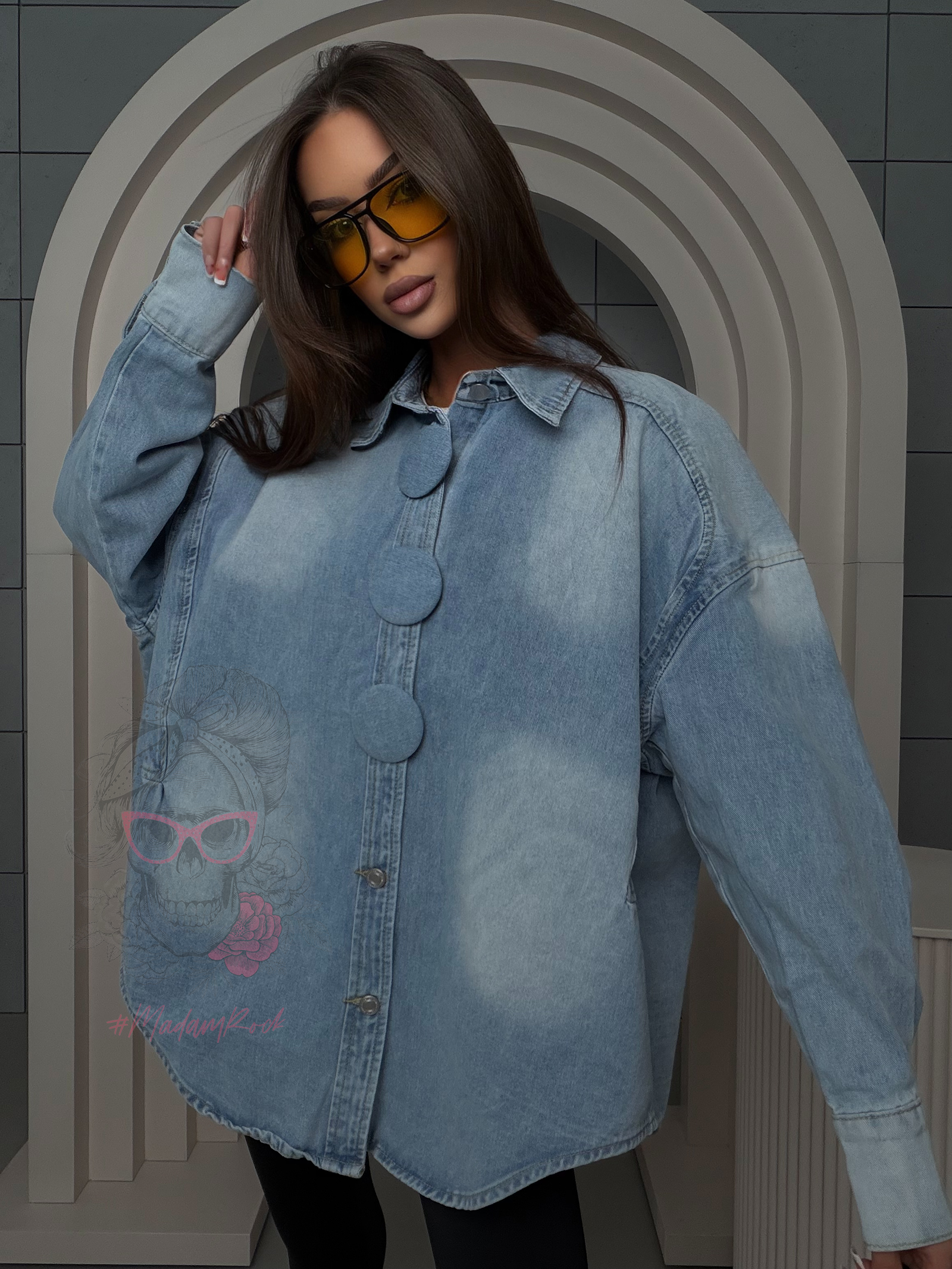 Koszula jeansowa oversize Bommer niebieska