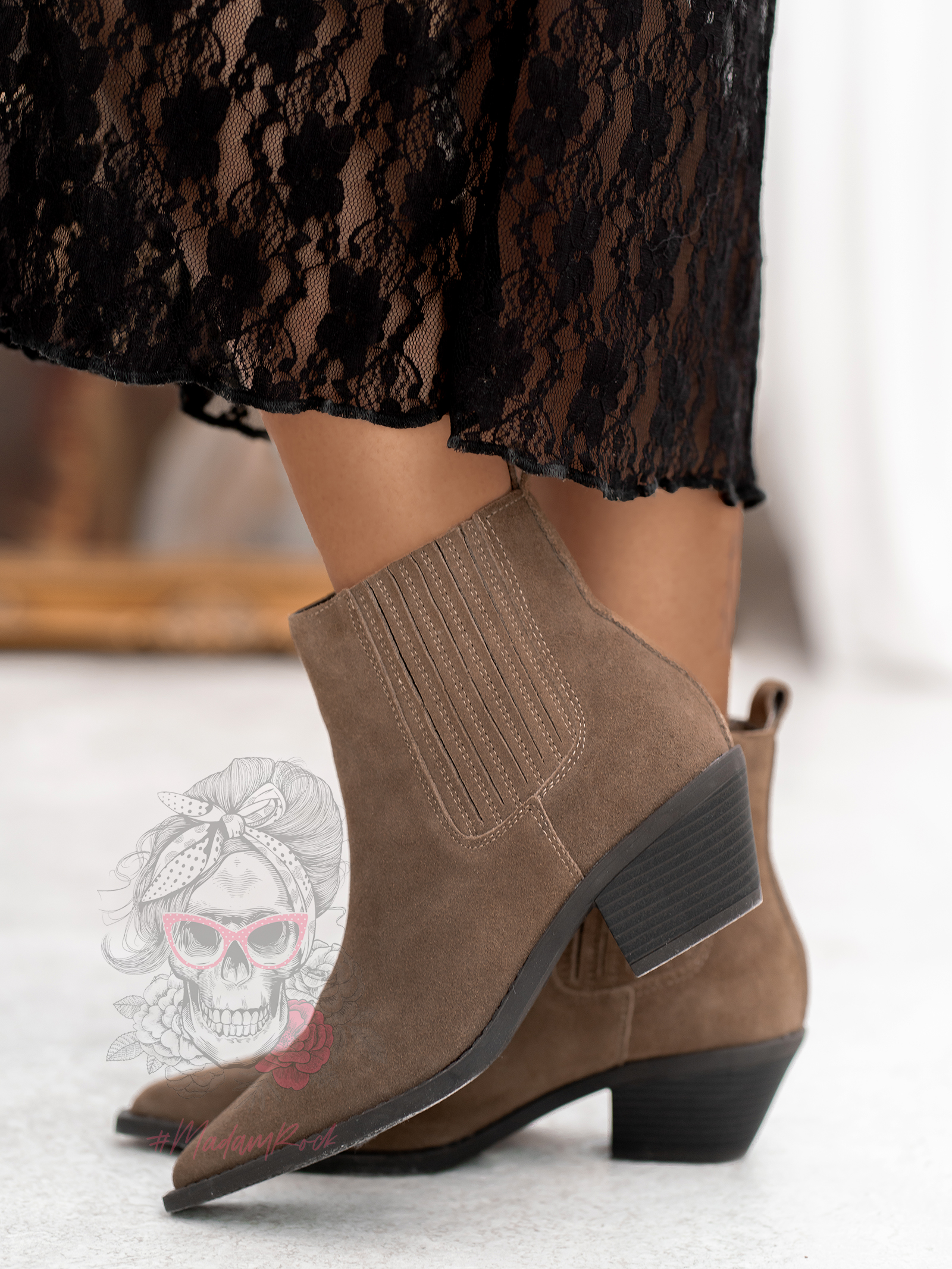 Botki kowbojki skórzane Rock Artust cappucino