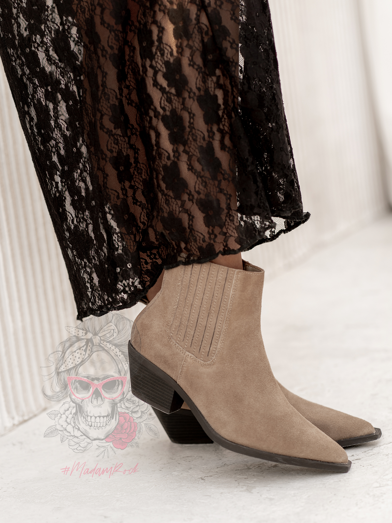 Botki kowbojki skórzane Rock Artust c. beżowe