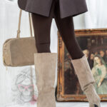 Kozaki zamszowe szpilki Madam Boldera beżowe