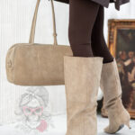 Kozaki zamszowe szpilki Madam Boldera beżowe