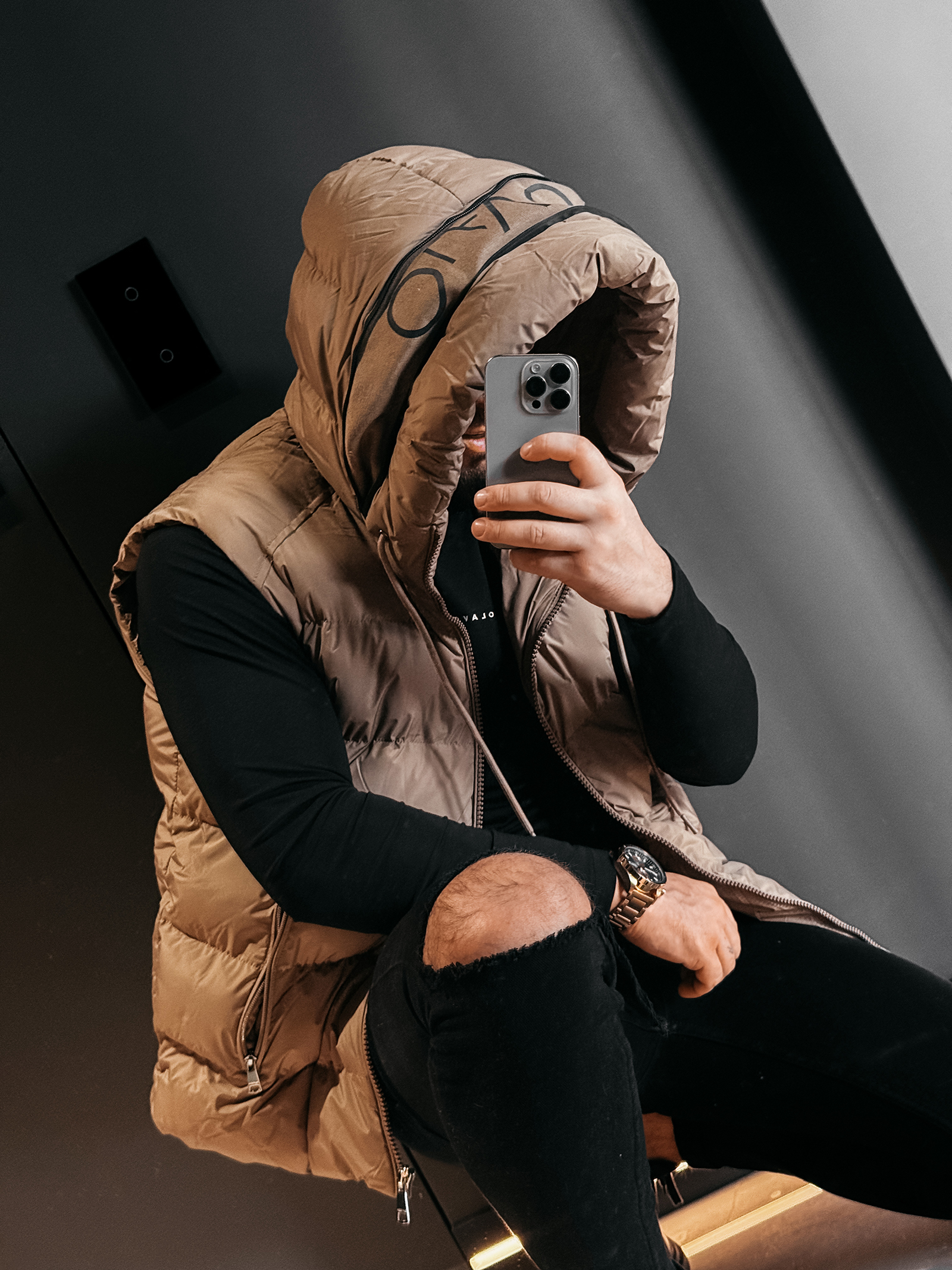 Bezrękawnik męski OLAVOGA TAER beżowy