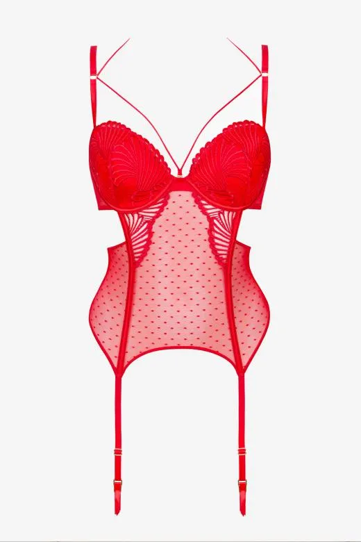 Gorset Desira z podwiązkami czerwony