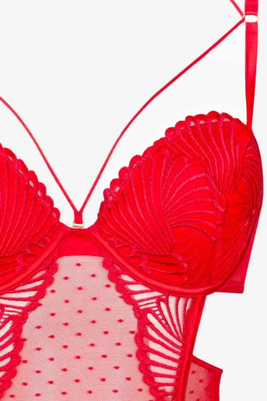 Gorset Desira z podwiązkami czerwony