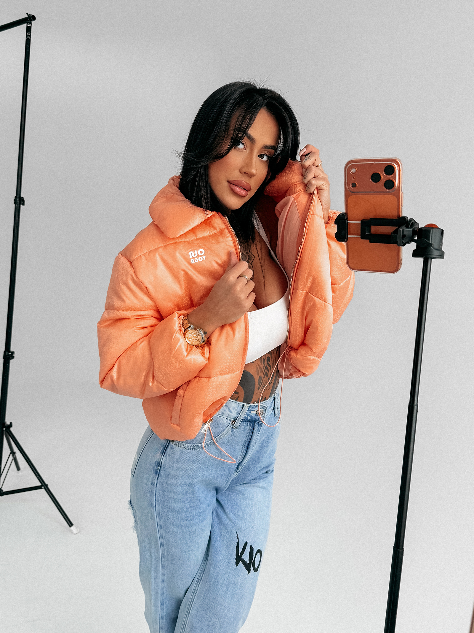 Kurtka damska OLAVOGA YUE koralowa