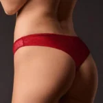 Majtki damskie brazyliany Sedona tiulowe z haftem czerwone