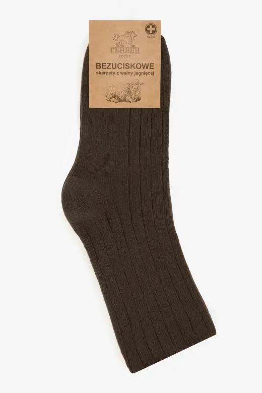 Skarpetki bezuciskowe merino Lambéa z wełny merynosa jagnięce brązowe Skarpetki bezuciskowe merino Lambéa z wełny merynosa jagnięce brązowe